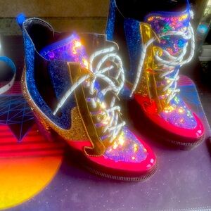 New! CAPE ROBBIN NELL Glitter 5” High Heel Sneakers Women’s Size 10 Lug Sole